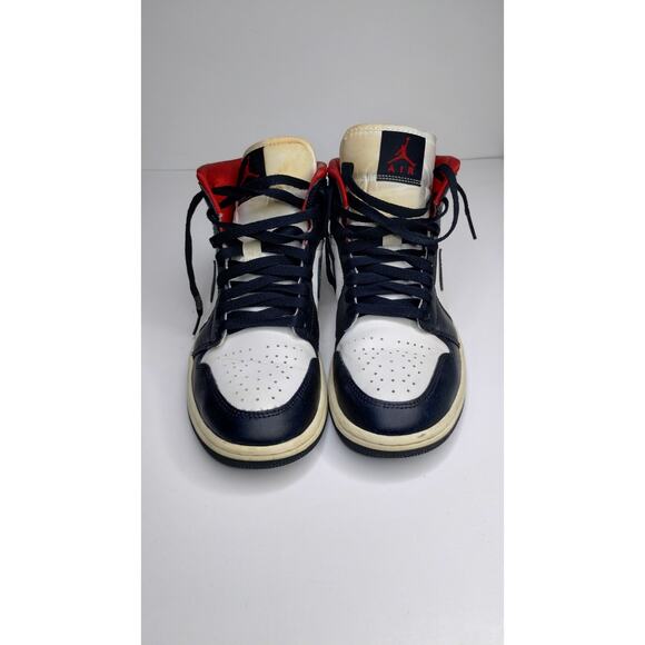 Jordan Shoes - Size 9- Air Jordan 1 Mid Black Sail Gym Red W